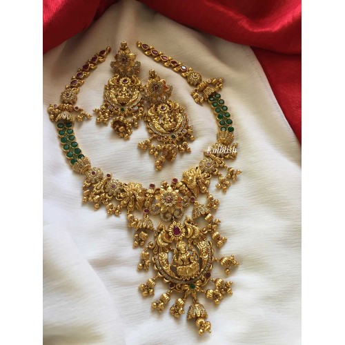 Lakshmi with double Peacock Flower Neckpiece