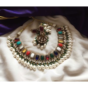 Grand Victorian Navarathna Neckpiece