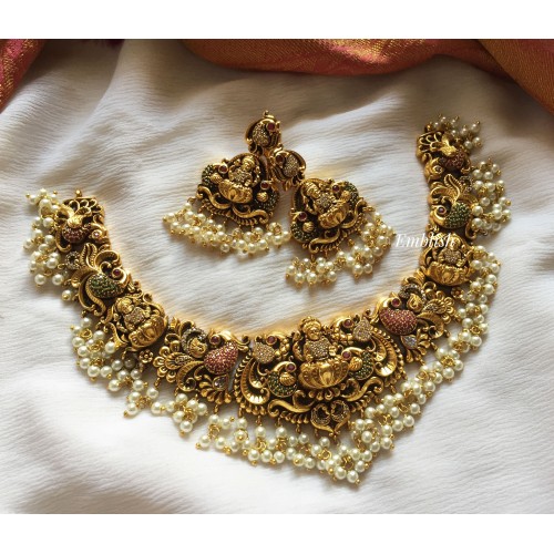 Antique Lakshmi with Double Peacock Intricate Neckpiece