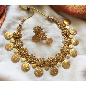 Double Lakshmi Coin Flower Neckpiece