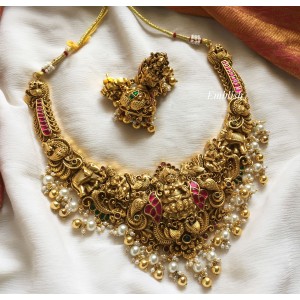 Kundan Jadau Lakshmi with Double Peacock haathi Neckpiece