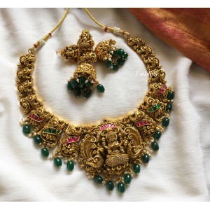 Kundan Jadau Lakshmi with 3d Double Peacock Neckpiece - Short