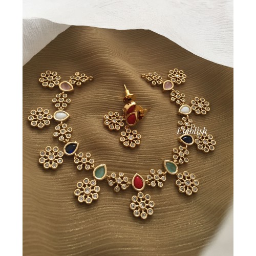 AD Navarathna Double Flower Neckpiece