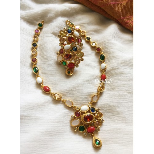 Navarathna Flower Neckpiece