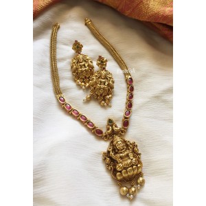 Kemp Lakshmi with gold drop attigai - Red