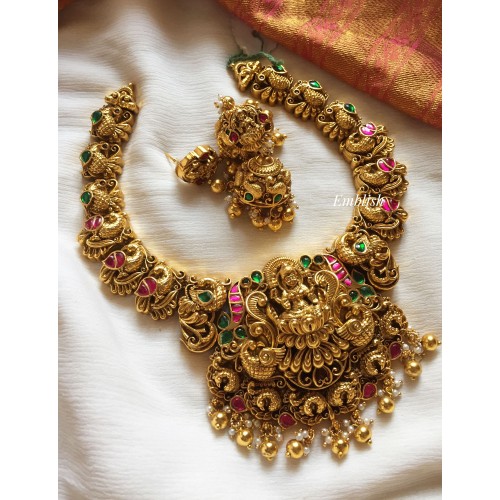 Kundan Jadau Lakshmi with Double Peacock Neckpiece