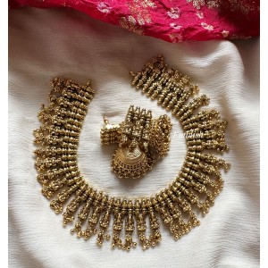 Short LA Drop Lakshmi Gold Beads Neckpiece - Short