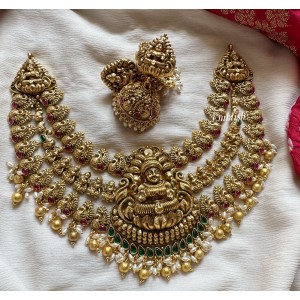 Gold alike Rice Pearls Triple Layer Nagas Neckpiece