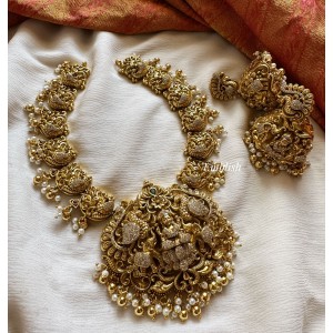 Gold alike Ad Stones Lakshmi Grand Bridal Neckpiece 