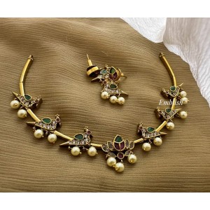 Kemp Fancy AD Stones Lotus Peacock Neckpiece Set