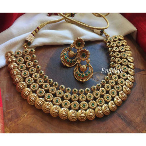 Lakshmi coin flower layer neckpiece 