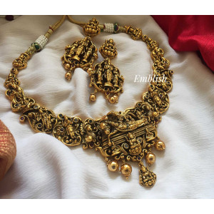 Lord Vishnu Antique finish intricate work short neckpiece 