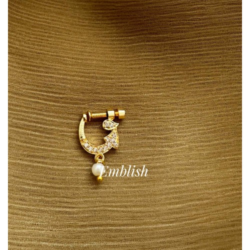 AD Peacock Nose Ring - White
