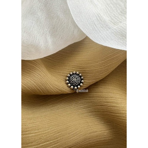 German Silver Flower Intricate Nose Pin