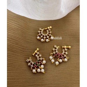 AD Flower Pearl Drop Nose Ring