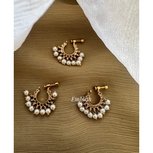 AD Elegant Pearl Drop Nose Ring AD Elegant Pearl Drop Nose Ring