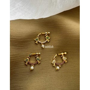 AD Double Peacock Nose Pin