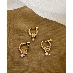AD Butterfly Pearl Drop Nose Ring