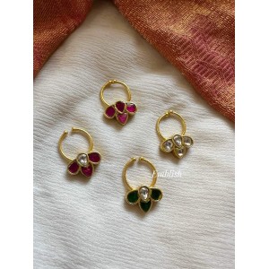 Kundan Jadau Flower Septum Nose Pin - 1