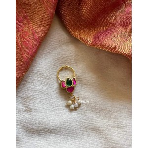 Kundan Jadau Lotus 2 in 1 Septum Nose Pin