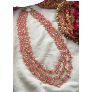 Beads Layer Neckpiece - Pastel Pink .