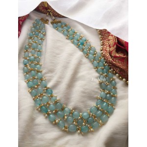 Beads Layer Neckpiece - Pastel Blue .