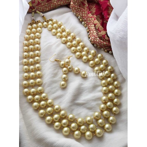 Triple layer pearl mala set