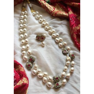 Double layer pearl kundan motif neckpiece 