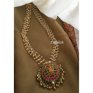 Kundan jadau Lakshmi pendant Pearl layer neckpiece