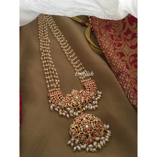 Rice pearls midlenght kundan jadau pearl layer neckpiece