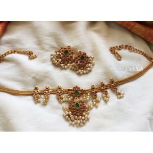 Kemp Flower with Pearl Beads Neckpiece