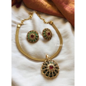 Kemp Flower Pendant Set - Green 