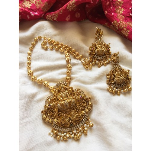 Ad Lakshmi with Double Peacock Pendant Set