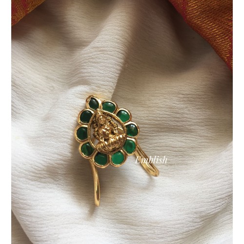 Kemp Lakshmi V shape Finger Ring - Green