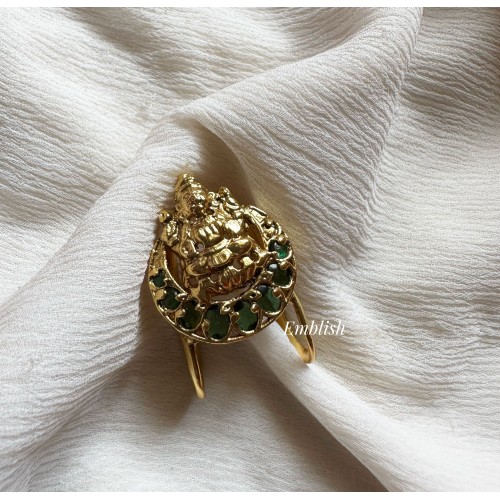 Kemp Lakshmi V shape Finger Ring 1 - Green