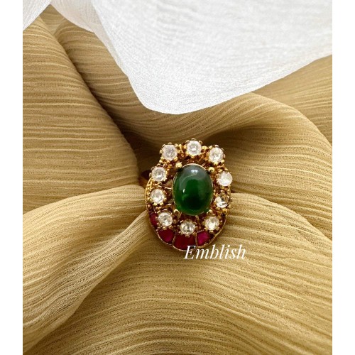 Antique Kundan Jadau Flower Finger Ring 