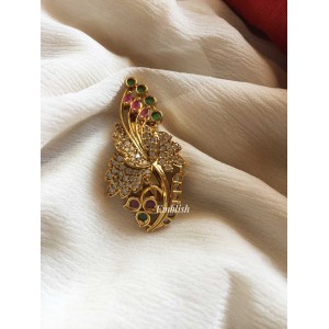 Triple leaf ad stone  Saree Pin 