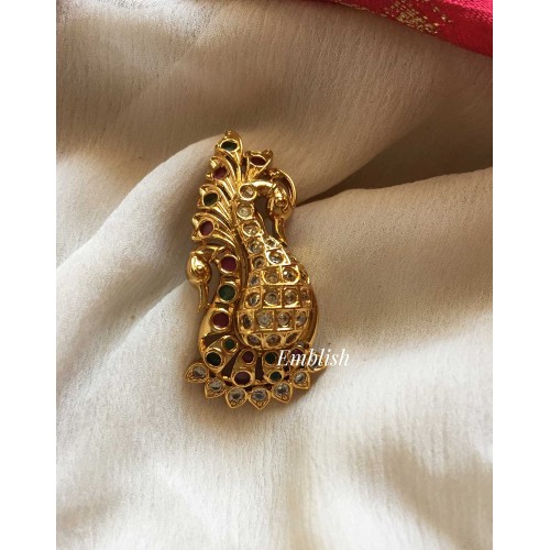 Double Peacock Saree Pin