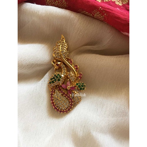 Ad Stone Peacock Saree Pin -  3