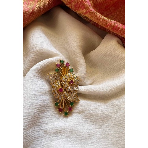 Flower Triple Leaf Saree Pin