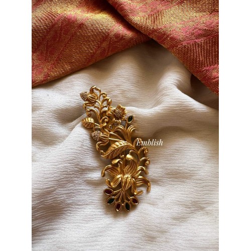 Lotus Flower Leaf Saree Pin