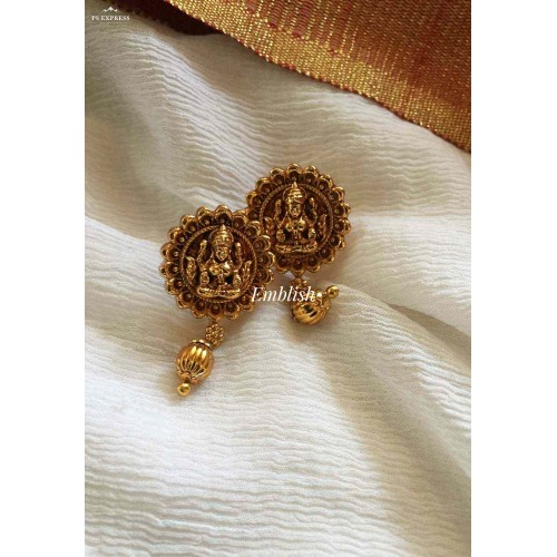 Antique Small Lakshmi single gold drop stud