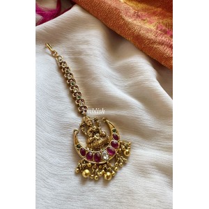 Kemp Lakshmi half moon Tikka  - Gold Beads.