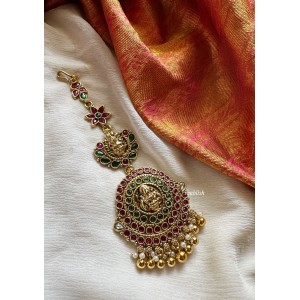 Kemp Lakshmi Chakra Flower Tikka - Gold Beads.