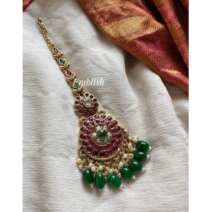 Kemp Star Chakra Flower Tikka - Green Beads.