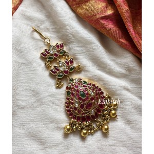 Kemp Flower with Double Peacock Lotus Tikka - Gold Beads