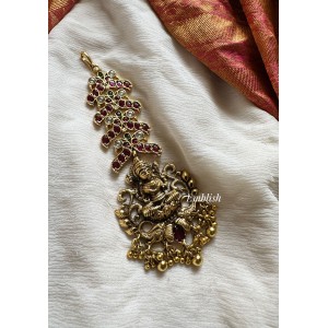 Kemp Lakshmi with Double Haathi Peacock Tikka - Gold Beads
