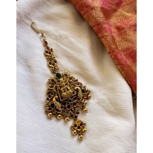 Antique Kemp Lakshmi with Peacock Flower Drop Tikka 