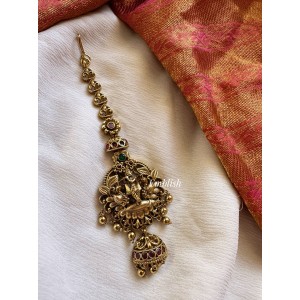 Antique Krishna with Peacock Flower Tikka - Gold Beads.