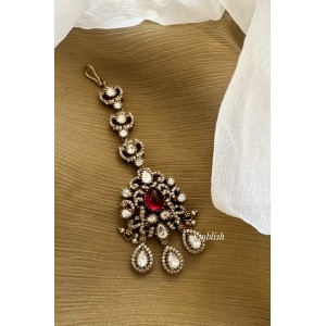 Victorian Mosanite Flower Tikka - Red